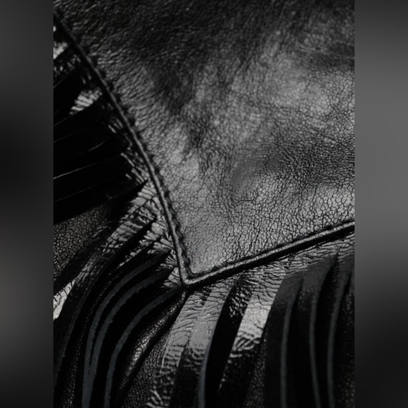 NWOT Versace black fringe leather boot cut pants - Picture 6 of 15